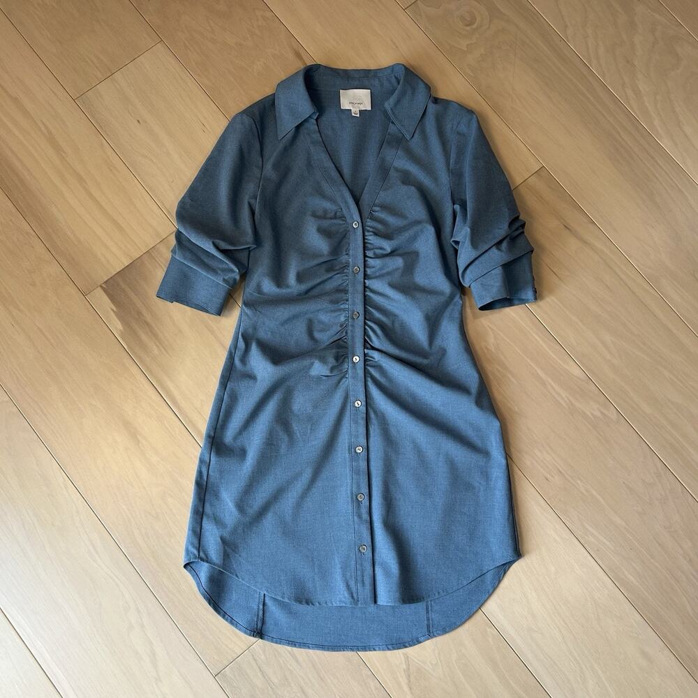 Cinq a Sept Elina Ruched Short-sleeve Mini Dress In Rustic Blue Women’s 2